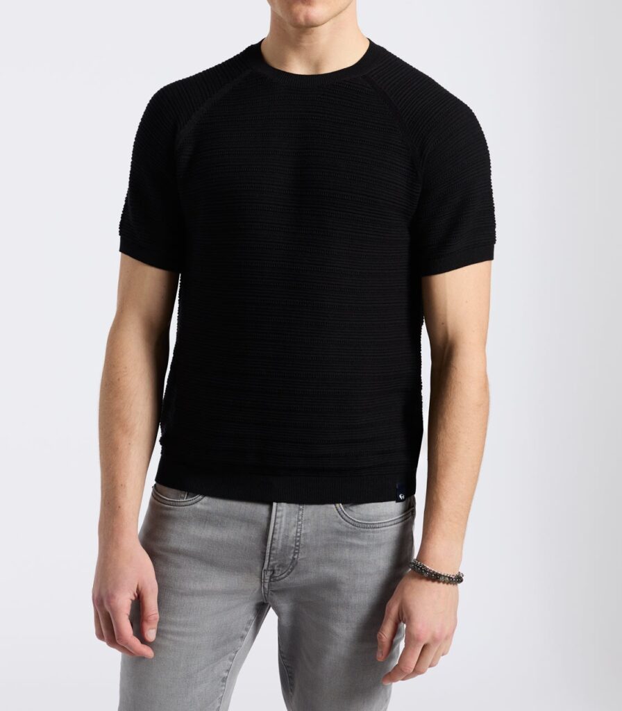 Men's Textured Knit Short-Sleeve Sweater Tee