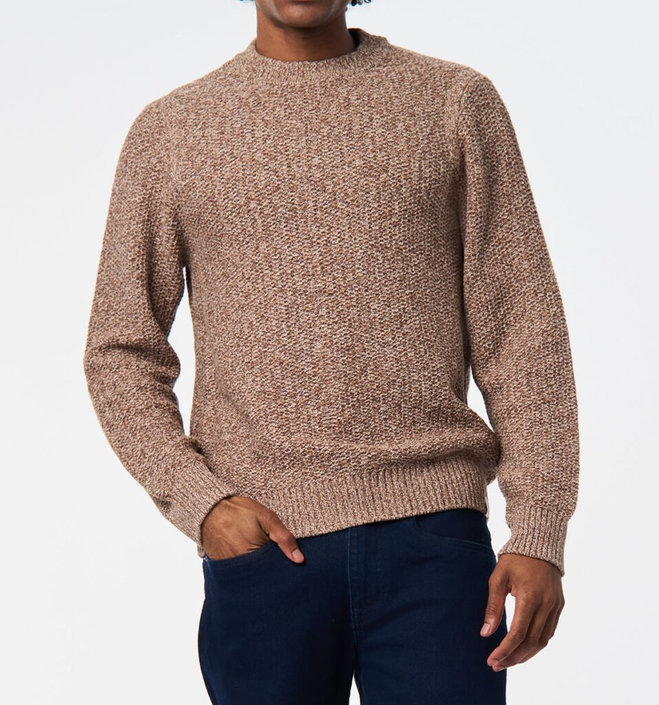 Crew Neck Melange Knit Sweater
