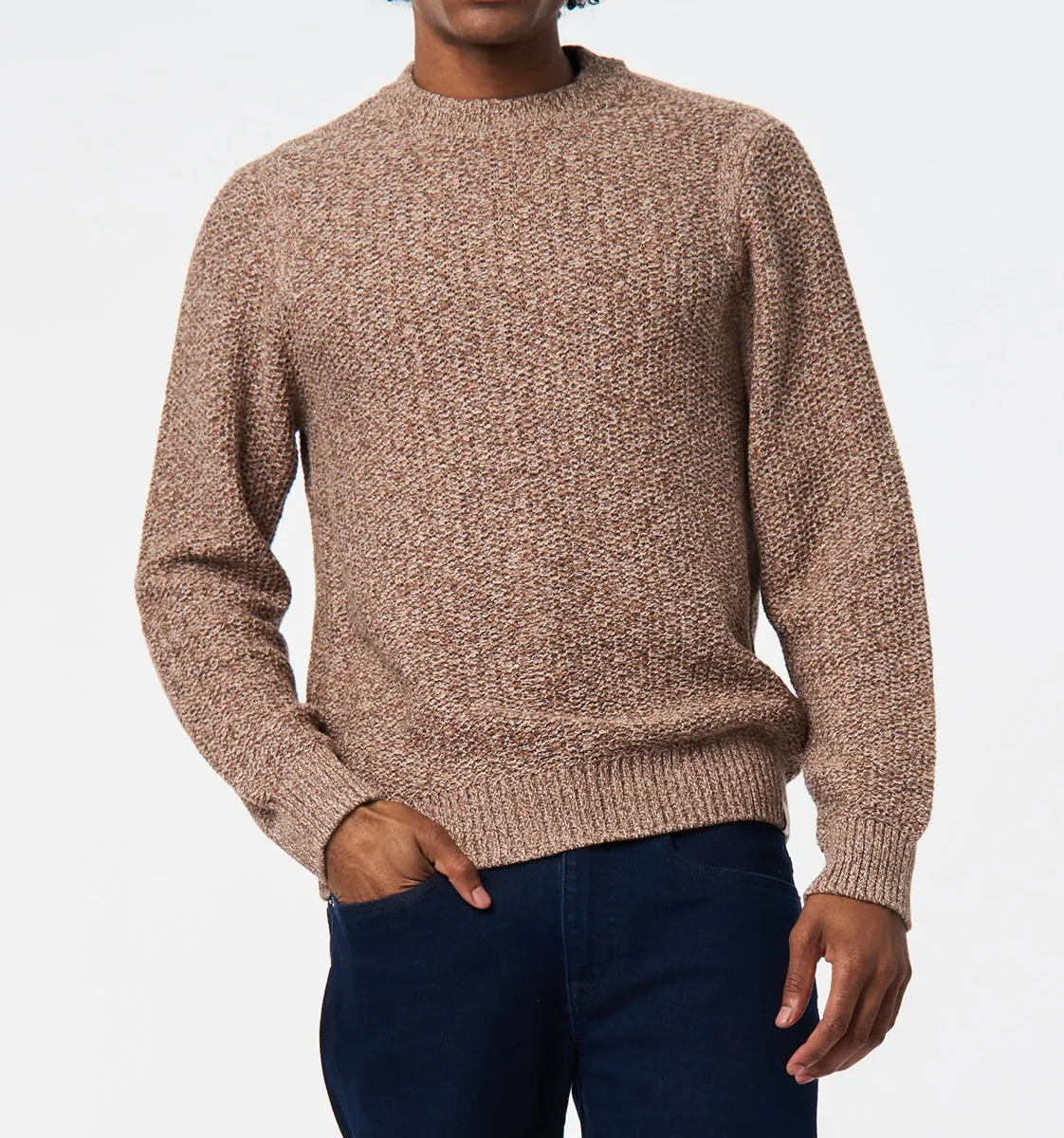 Crew Neck Melange Knit Sweater