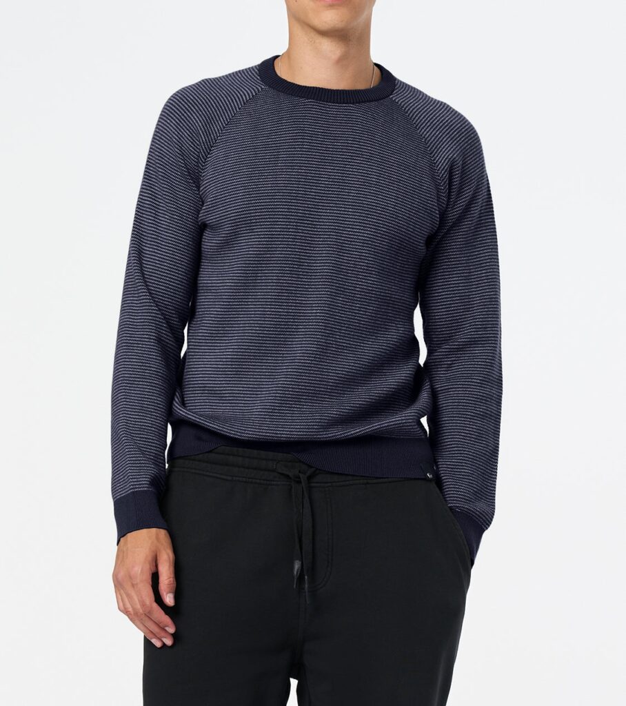 Whale Gray Striped Crew Neck Sweater For Men