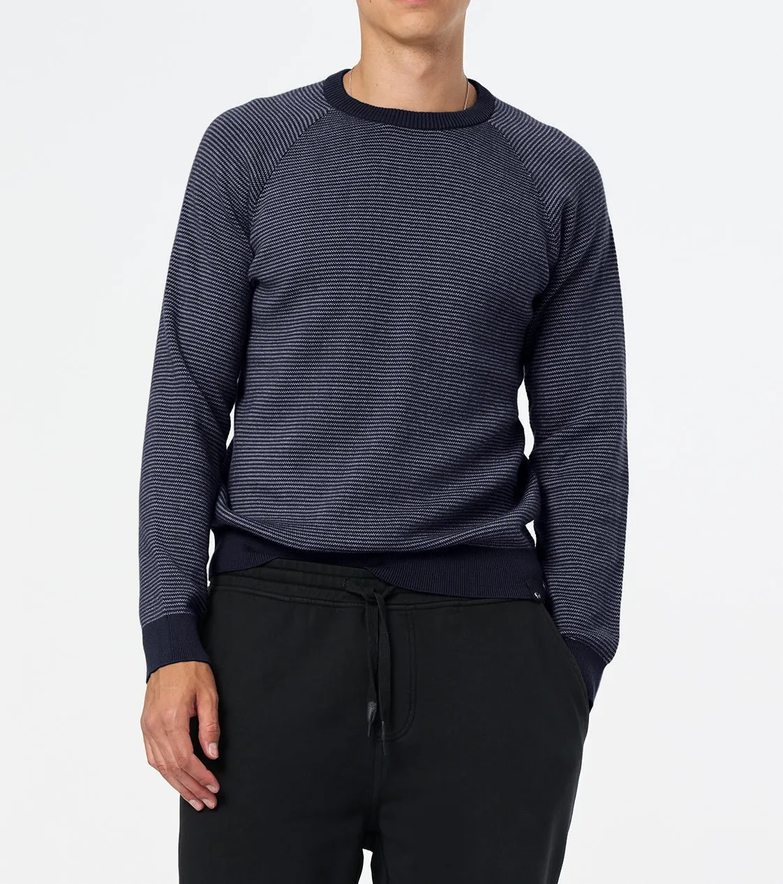 Whale Gray Striped Crew Neck Sweater For Men