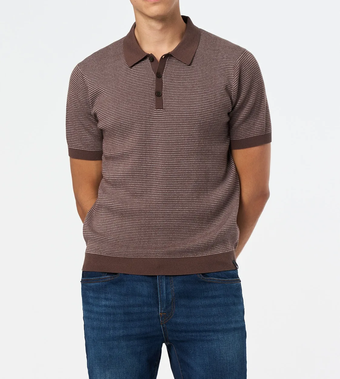 Men’s Striped Sweater Polo Shirt