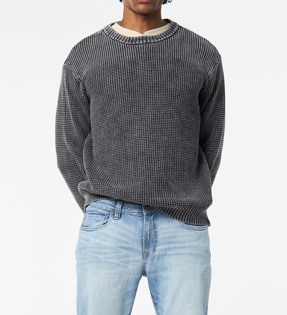 Men's Black Textured Washy Sweater