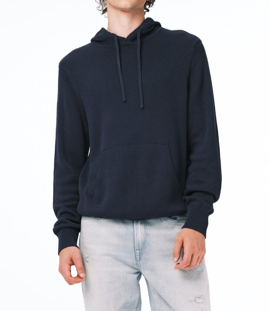 Men Knit Hoodie with Kangaroo Pocket