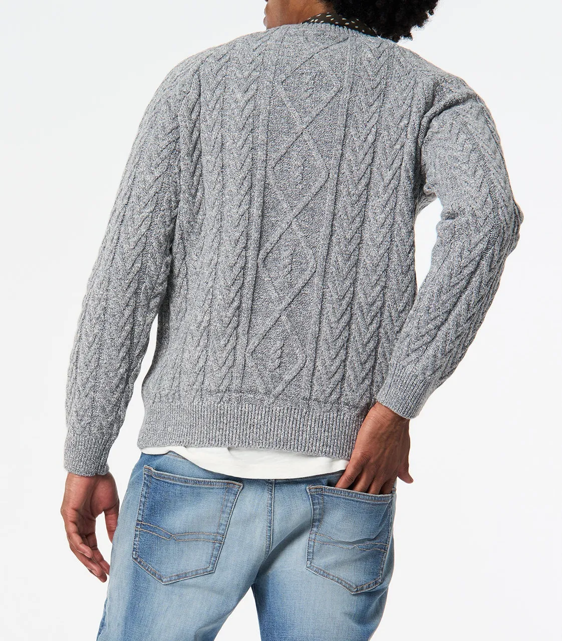 Men's Crew Neck Cable Knit Sweater