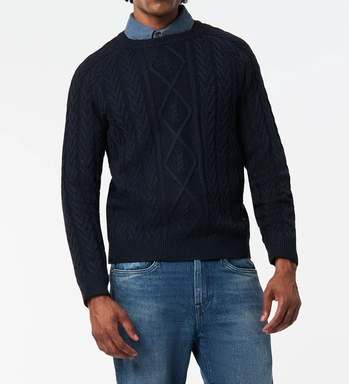 Relaxed-Fit Cable Knit Sweater for Men