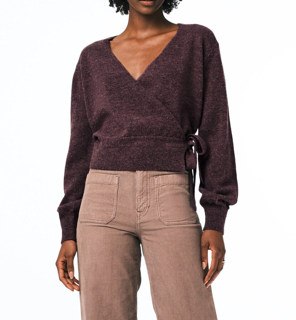 Women's Knit Wrap Sweater with Side Tie