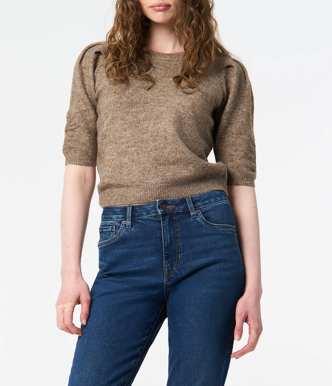 Women's Puff Shoulder Short-Sleeve Sweater