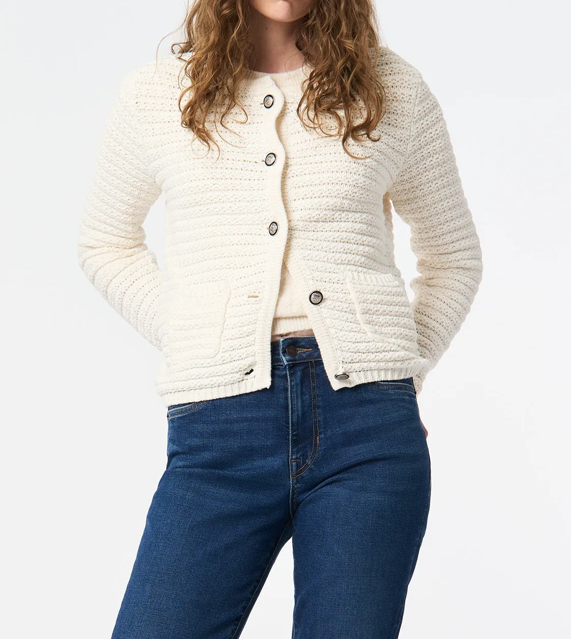 Women's Textured Knit Button-Front Cardigan